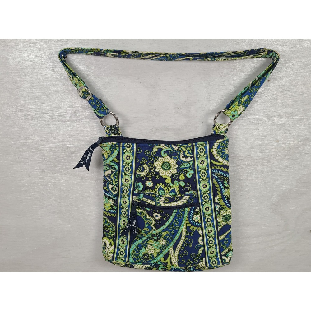 Vera Bradley Blue Green Paisley Quilted Cotton Crossbody‎ Hipster Bag 3659